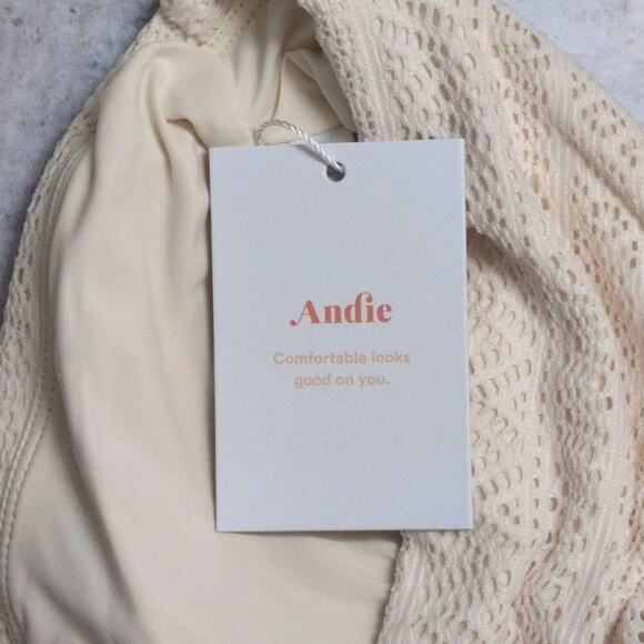 NWT Andie Hydra Top Vanilla (Cream / Off-white) Crochet Ruffle Bikini Swim M - Picture 7 of 8